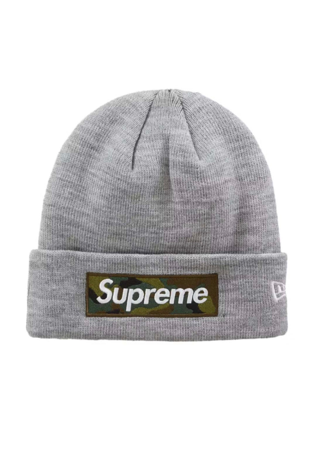 Supreme New Era Box Logo Beanie Grey/Camo